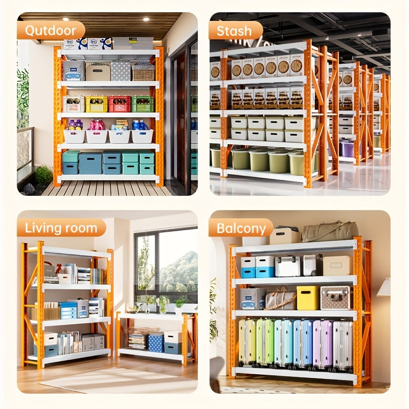 72-inch Tall Heavy-Duty Adjustable 4-Shelf Metal Storage Rack - Easy Assembly, Orange & White, 19.7x47.3x78.8 Inches for Basement, Garage, Laundry Room, Bedroom Organization