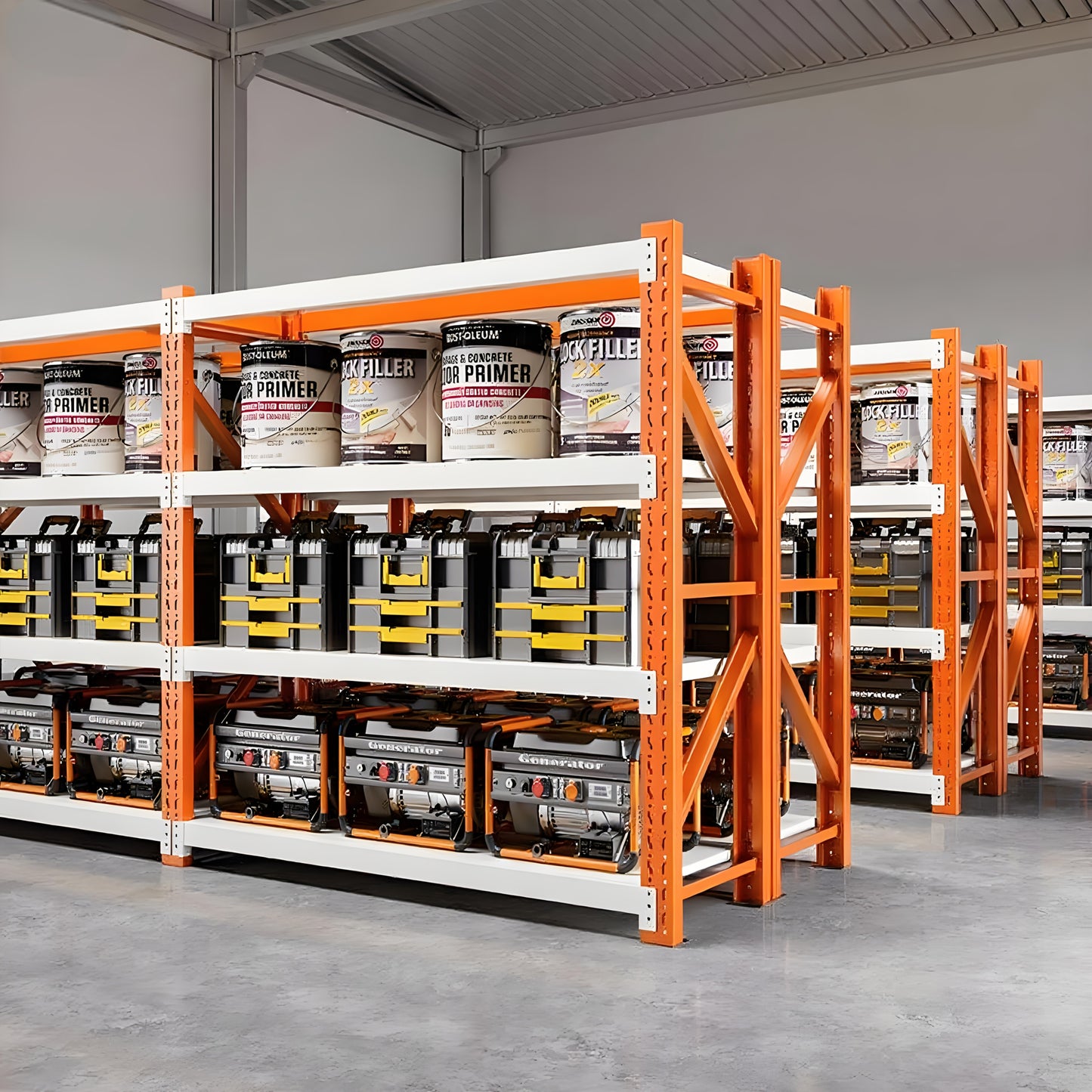 72-inch Tall Heavy-Duty Adjustable 4-Shelf Metal Storage Rack - Easy Assembly, Orange & White, 19.7x47.3x78.8 Inches for Basement, Garage, Laundry Room, Bedroom Organization