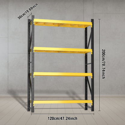 Heavy Duty Industrial Storage Rack, 4-Tier Steel Shelving Unit, Blue Or White Or Black Or Yellow And Black, Adjustable Metal Warehouse Shelves, Utility Shelves