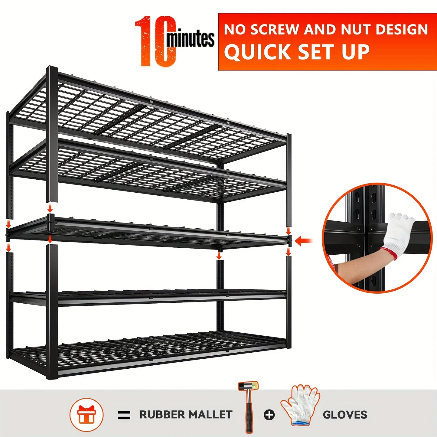 Heavy Duty 3, 000 lb Capacity Adjustable 5-Tier Metal Garage Shelving Unit - 35.5\