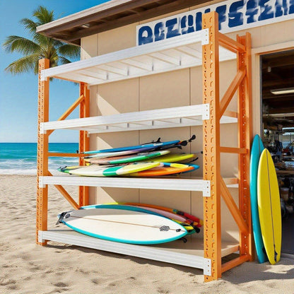 72-inch Tall Heavy-Duty Adjustable 4-Shelf Metal Storage Rack - Easy Assembly, Orange & White, 19.7x47.3x78.8 Inches for Basement, Garage, Laundry Room, Bedroom Organization