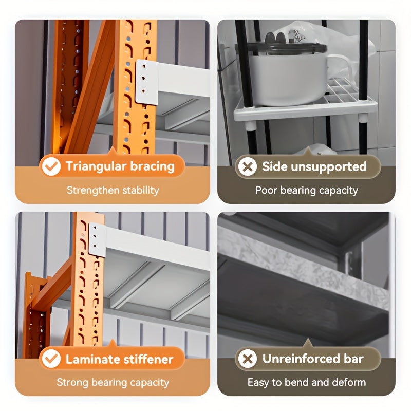 72-inch Tall Heavy-Duty Adjustable 4-Shelf Metal Storage Rack - Easy Assembly, Orange & White, 19.7x47.3x78.8 Inches for Basement, Garage, Laundry Room, Bedroom Organization