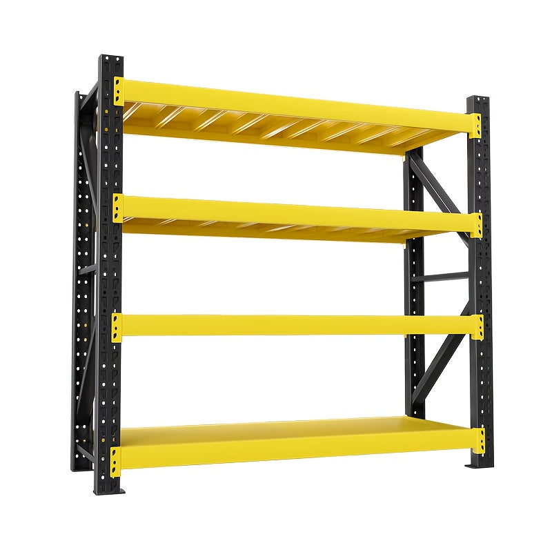 Medium-Sized Steel Storage Shelves, 4 Levels, Garage Storage, Racking, Warehouse Shelving, Heavy Duty Shelving, Industrial, Warehouse Rack, Utility Shelves