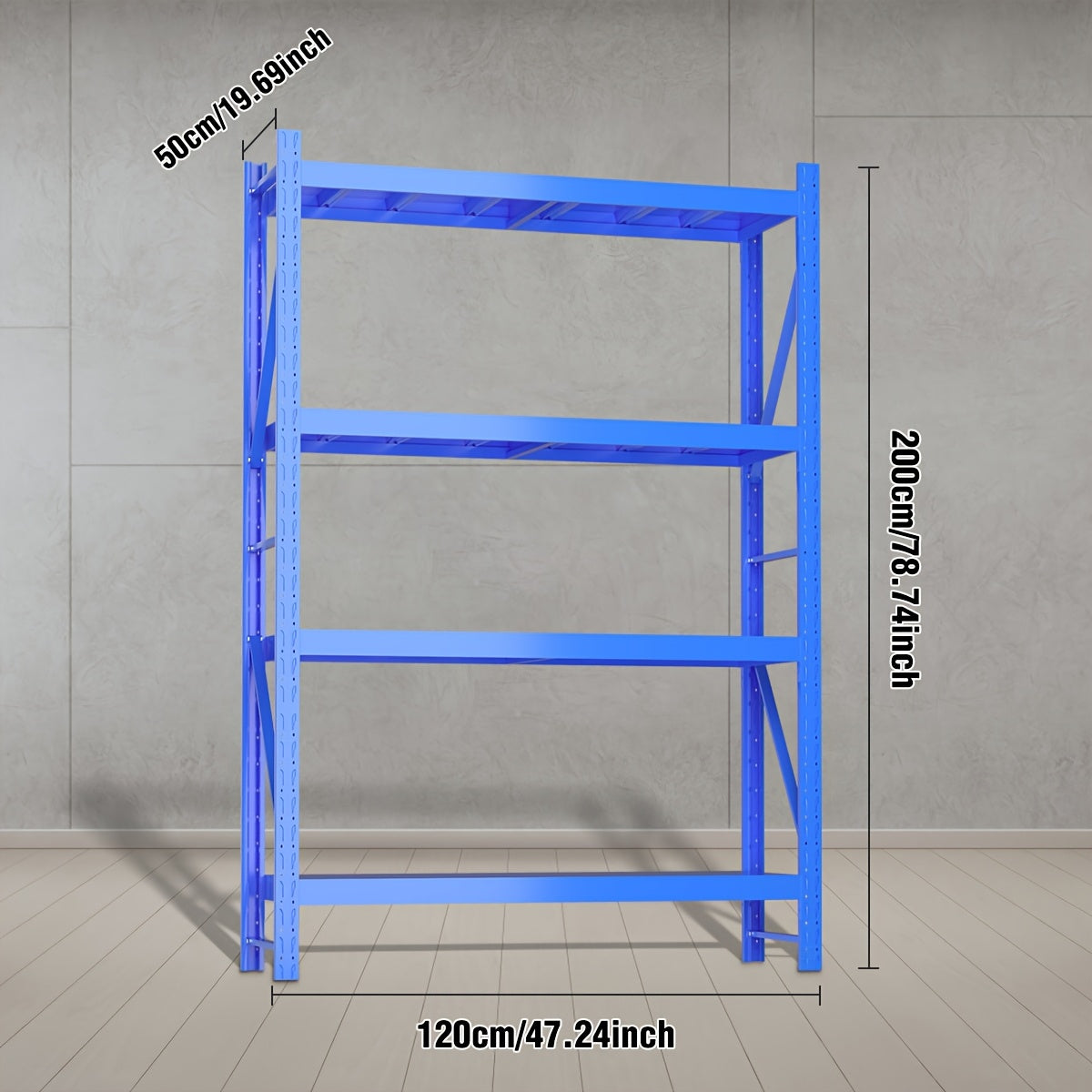 Heavy Duty Industrial Storage Rack, 4-Tier Steel Shelving Unit, Blue Or White Or Black Or Yellow And Black, Adjustable Metal Warehouse Shelves, Utility Shelves