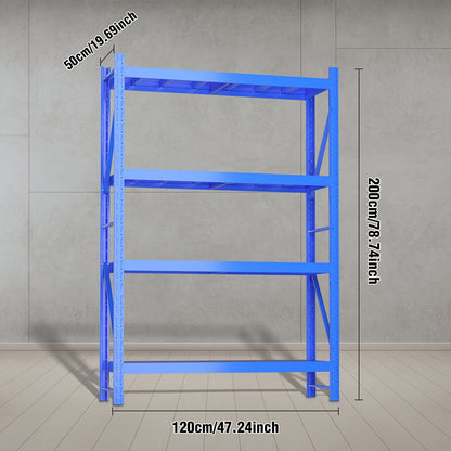Heavy Duty Industrial Storage Rack, 4-Tier Steel Shelving Unit, Blue Or White Or Black Or Yellow And Black, Adjustable Metal Warehouse Shelves, Utility Shelves