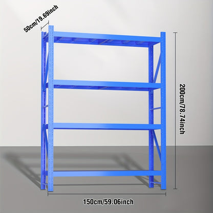 Heavy Duty Industrial Storage Rack, 4-Tier Steel Shelving Unit, Blue Or White Or Black Or Yellow And Black, Adjustable Metal Warehouse Shelves, Utility Shelves