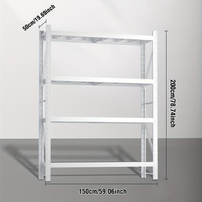 Heavy Duty Industrial Storage Rack, 4-Tier Steel Shelving Unit, Blue Or White Or Black Or Yellow And Black, Adjustable Metal Warehouse Shelves, Utility Shelves