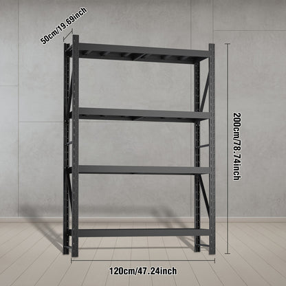Heavy Duty Industrial Storage Rack, 4-Tier Steel Shelving Unit, Blue Or White Or Black Or Yellow And Black, Adjustable Metal Warehouse Shelves, Utility Shelves